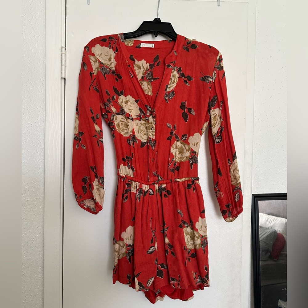 Cute orange floral romper
